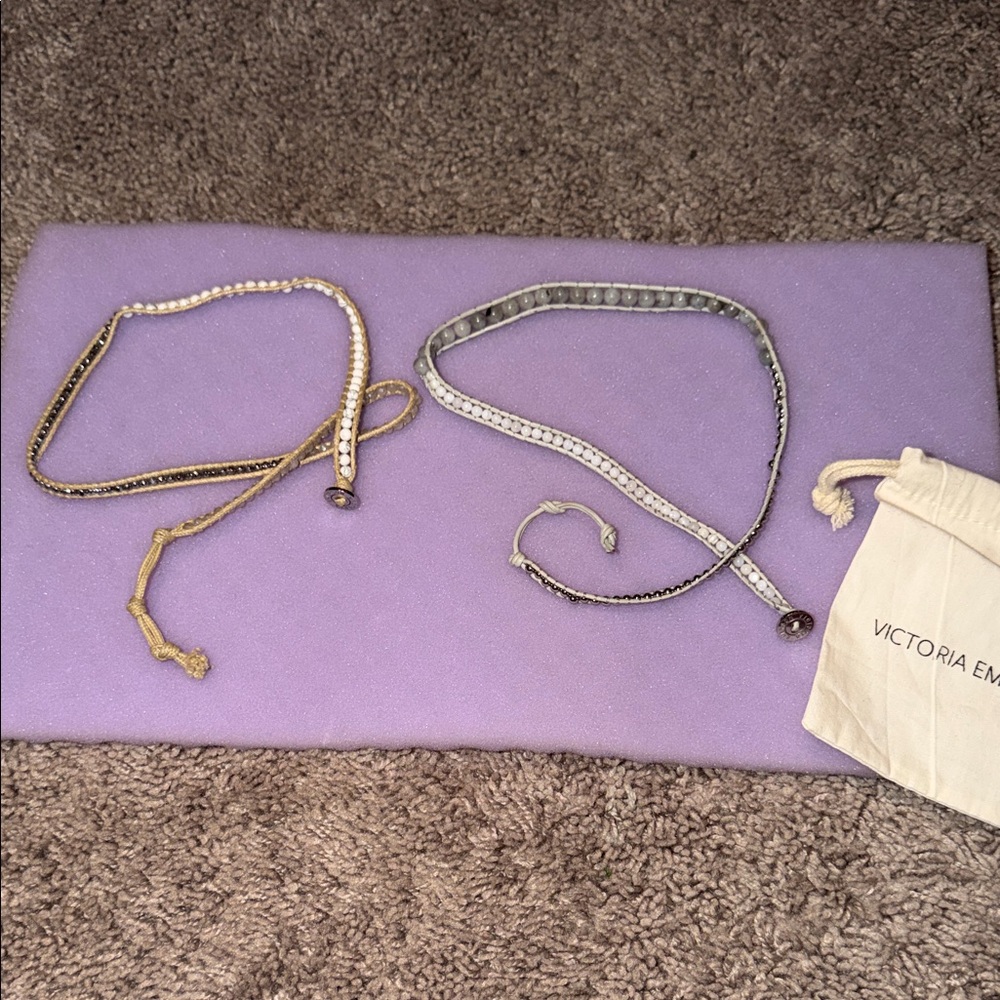Victoria Emerson Tan and Silver Wrap Bracelets